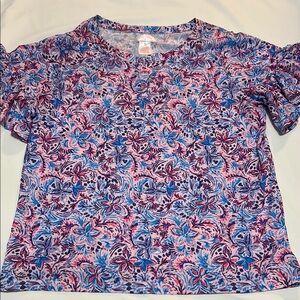 Stella Parker Floral Patterned Short Sleeve Top size S NWT pit